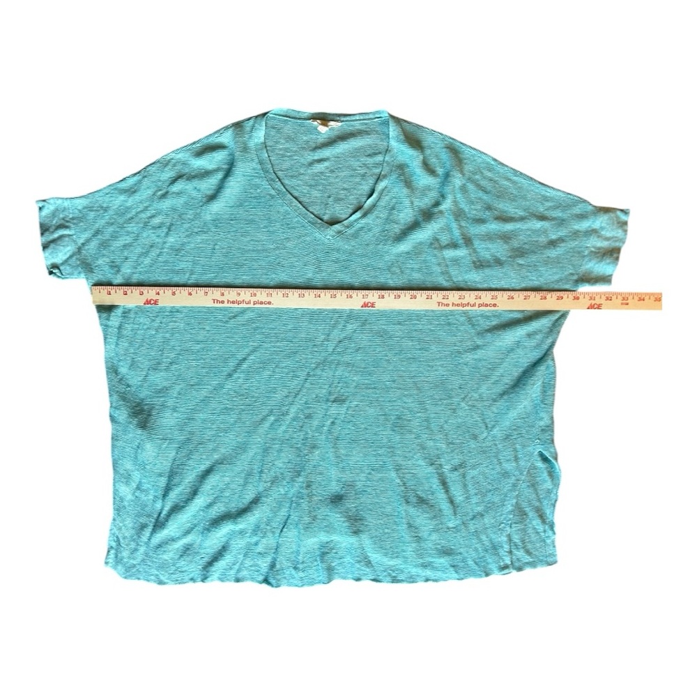 Eileen Fisher Linen Aqua Blouse Beach Cover Up